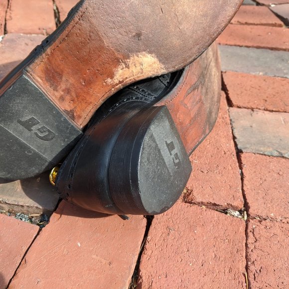 VTG Alan McAfee Mens Wingtip Shoes 11 C Black Leather Brogue England - Picture 7 of 16